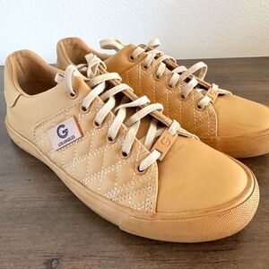 G BY GUESS LA Faux Leather Low Top Camel Color Sneakers Shoes / Women's Size 8M